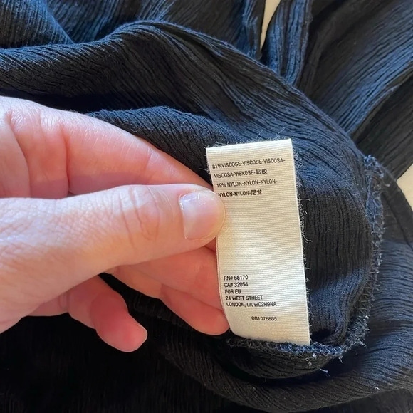 Free People Check‎ on It Black Pleated Wrap Top medium  OB1076865 EUC - Picture 7 of 8